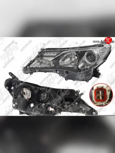 Левая фара (ксенон, LED, с электрокорректором, Евросвет) DEPO Toyota RAV4 XA40 5 дв. дорестайлинг (2012-2015)