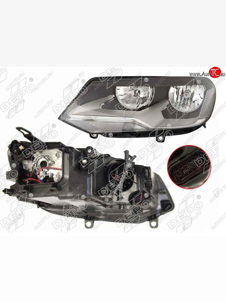 Левая фара (галоген, с корректором) DEPO Volkswagen Touareg 2 NF дорестайлинг (2010-2014)  в Керчи Республика Крым