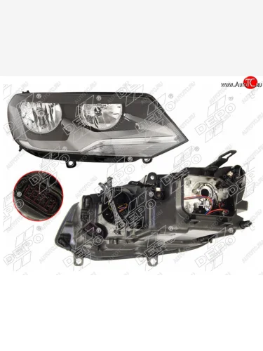 Правая фара (галоген, с корректором) DEPO Volkswagen Touareg 2 NF дорестайлинг (2010-2014)
