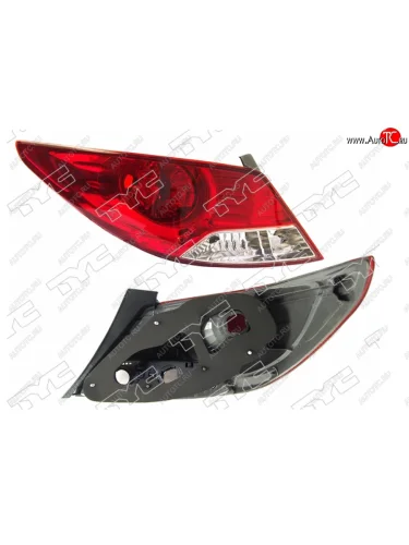 Левый фонарь задний TYC Hyundai Solaris RBr седан дорестайлинг (2010-2014)