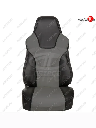 Чехлы (экокожа, 60/40) ПЕТРОВ R.SPORT (черный/серый) Volkswagen Polo  Mk5 6R,6C,61 (2009-2020) седан дорестайлинг, седан рестайлинг