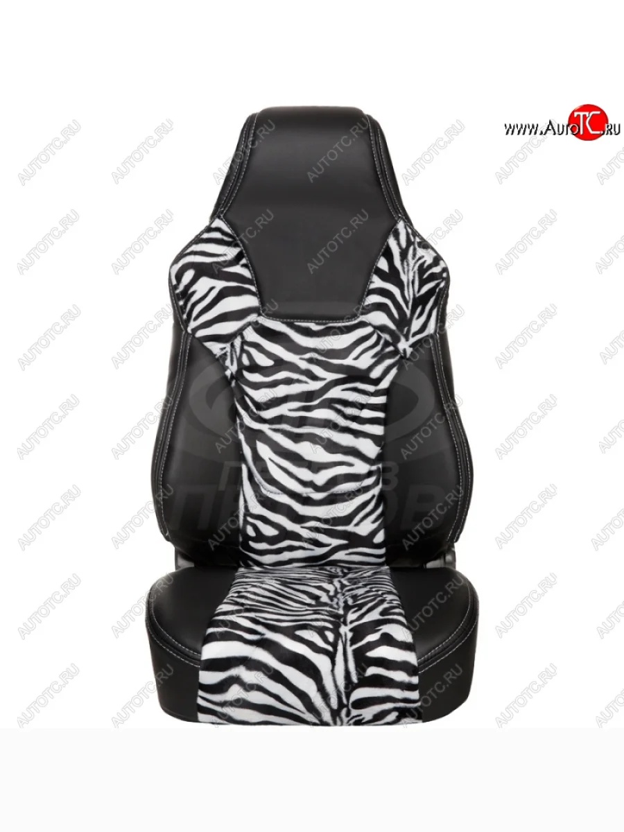 Комплект универсальных чехлов (экокожа/мех) ПЕТРОВ R.SPORT S   (черный/зебра)  с доставкой в г. Керчь