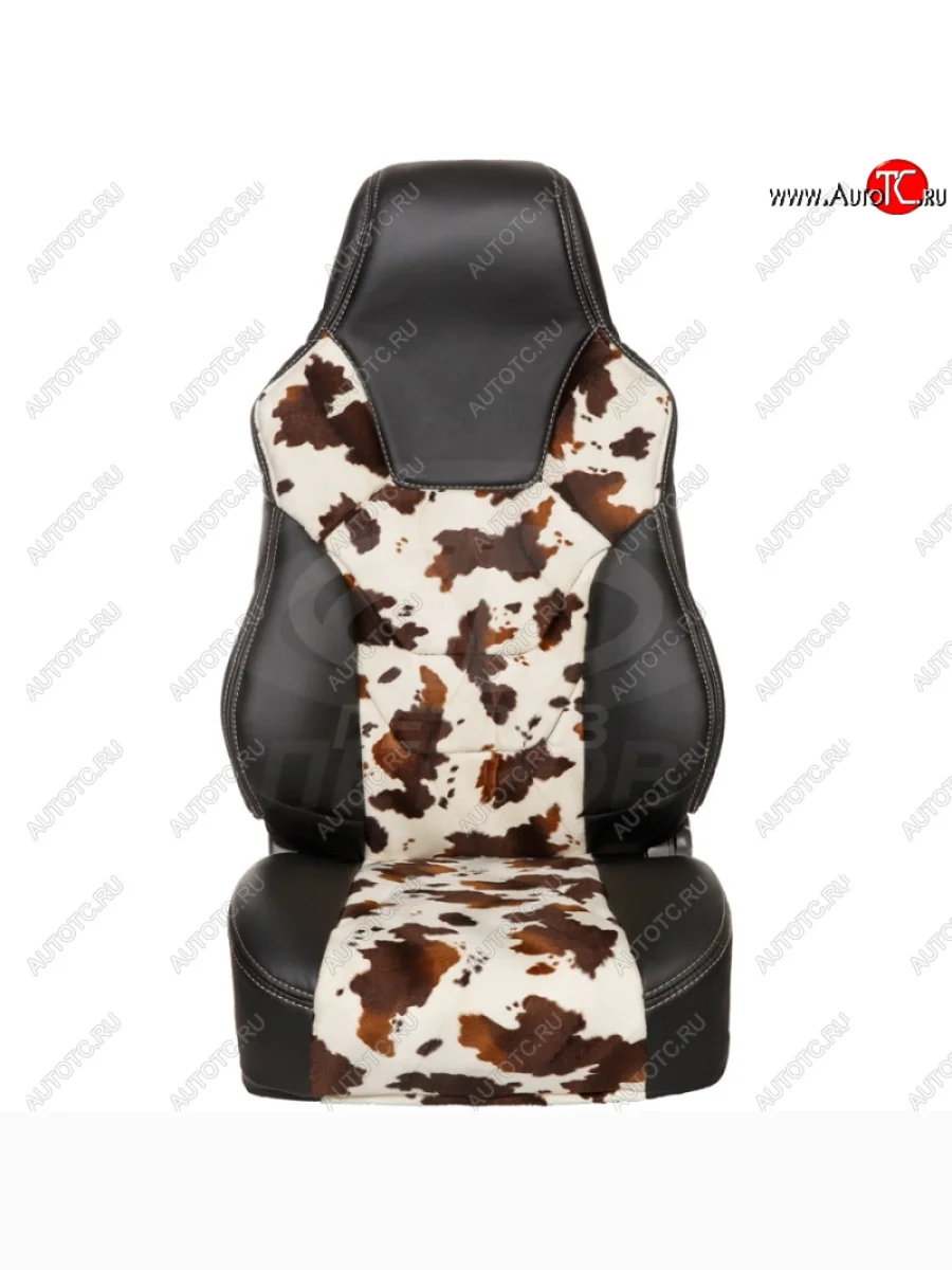 Комплект универсальных чехлов (экокожа/мех) ПЕТРОВ R.SPORT S   (черный/корова)  с доставкой в г. Керчь