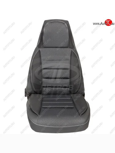 Чехлы (кожзам/жаккард, 7 мест) ПЕТРОВ Магнолия (серый) ГАЗ ГАЗель ( 3221,  3221,Бизнес) (1996-2025) дорестайлинг автобус, 1-ый рестайлинг автобус, 2-ой рестайлинг автобус