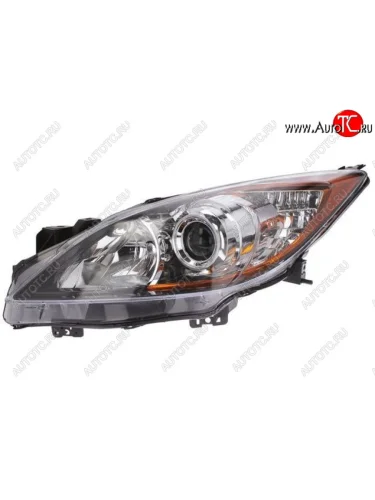 Левая фара передняя (чёрная, под корректор, линза) BodyParts Mazda 3/Axela BL дорестайлинг, хэтчбэк 5 дв. (2009-2011)