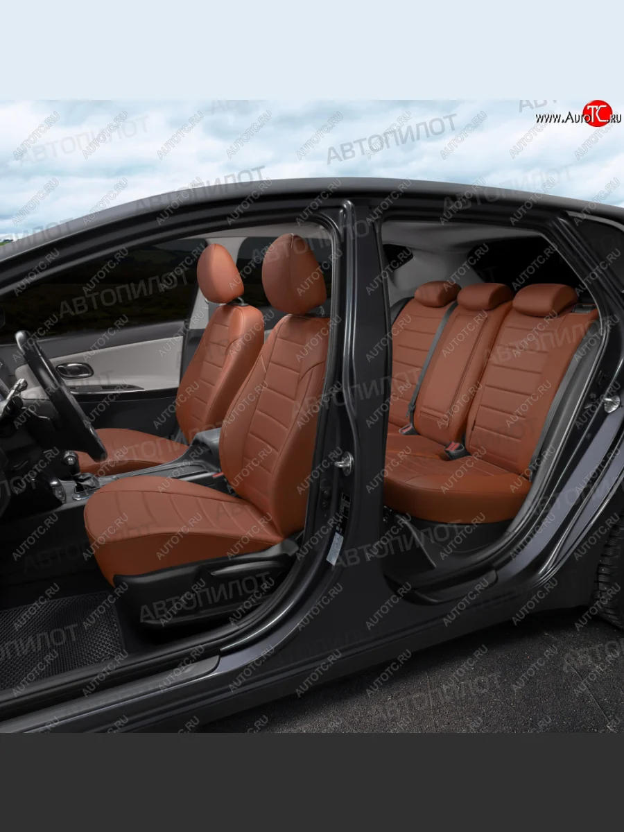 Чехлы на сиденья (экокожа/алькантара, 5 мест ЗСиС 40/60) Автопилот CITROEN Berlingo M59 рестайлинг (2002-2012) (коричневый)  в Перми Пермском крае