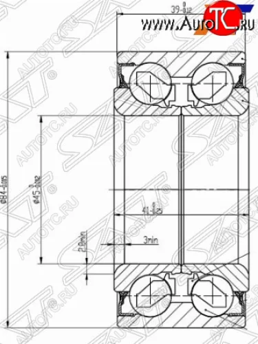 Ступичный подшипник передний SAT Hyundai Sonata  NF (2007-2010), Hyundai Tucson  LM (2010-2017), KIA Sportage ( 2 JE,KM,  3 SL) (2004-2016)