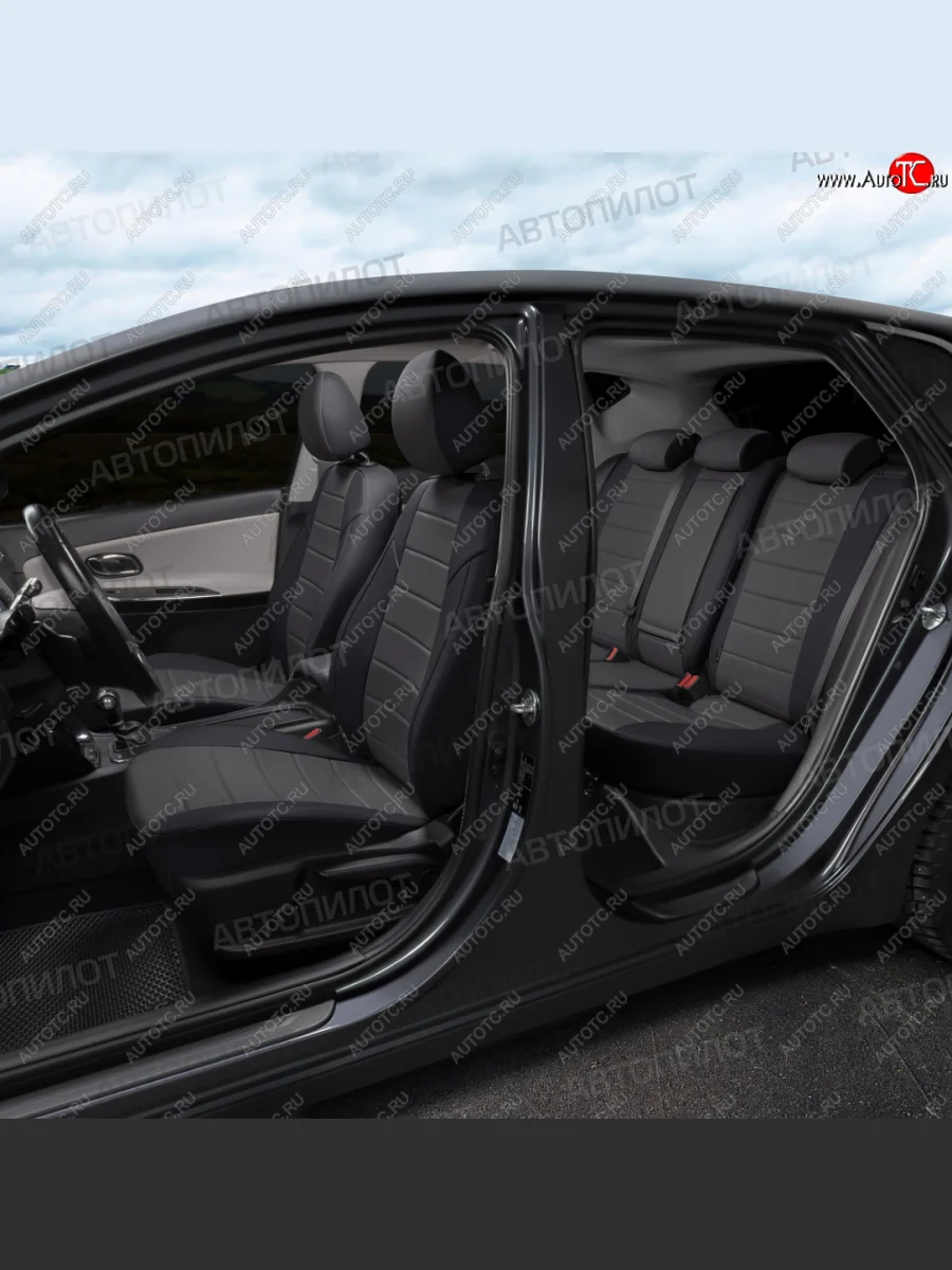 Чехлы сидений (экокожа, 40/60) Автопилот Audi A4 B8 дорестайлинг, седан (2007-2011) (черный/темно-серый)  в Керчи Республика Крым