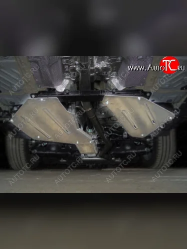 Защита бака и заднего дифференциала (V-3.0TDI, V-2.0TSI, алюминий, 3 штуки) Volkswagen Touareg  3 CR (2018-2022) дорестайлинг