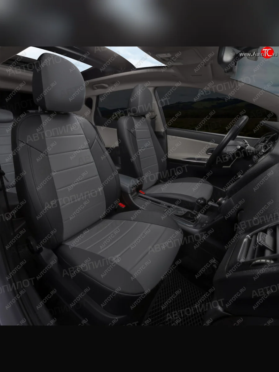 Чехлы сидений (экокожа/алькантара, 40/60, подлок) Автопилот Audi A4 B8 дорестайлинг, седан (2007-2011) (черный/серый)  в Керчи Республика Крым
