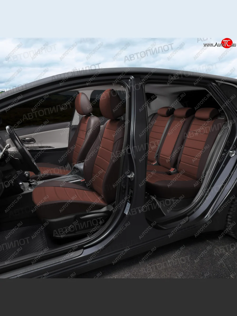Чехлы сидений (экокожа/алькантара, 40/60, подлок) Автопилот Audi A4 B8 дорестайлинг, седан (2007-2011) (шоколад)  в Керчи Республика Крым
