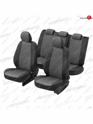 Чехлы сидений (экокожа/алькантара, 40/60, подлок) Автопилот Ромб (черный/серый) Audi A6  C5 (1997-2004) дорестайлинг, седан, рестайлинг, седан