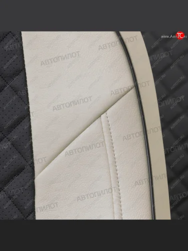Чехлы сидений (экокожа, сплошная с вырезом под подл.) Автопилот Ромб (белый/черный) Audi A6  C5 (1997-2004) дорестайлинг, седан, рестайлинг, седан