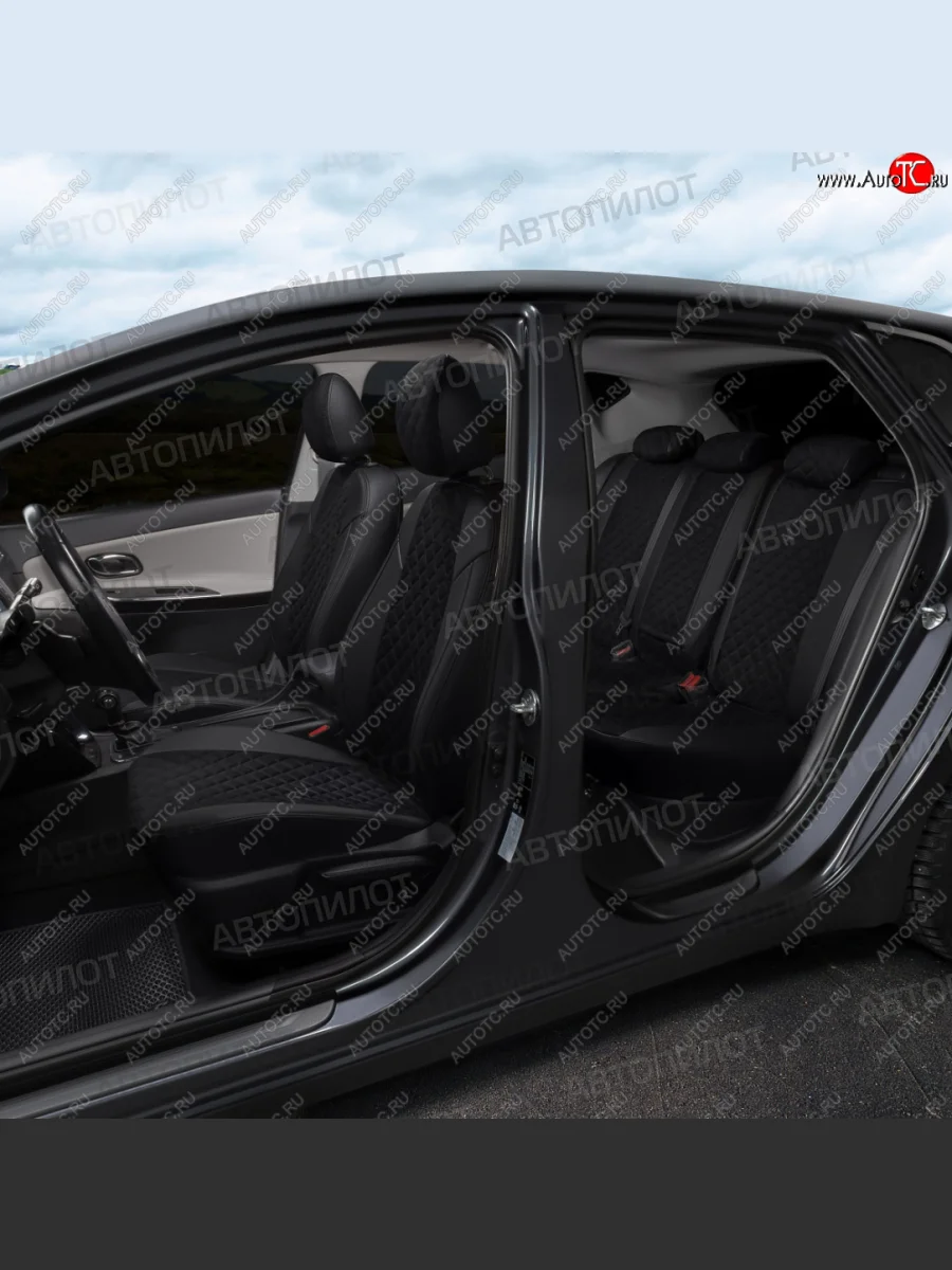 Чехлы сидений (экокожа/алькантара, 40/60) Автопилот Ромб  Audi A6 (1997-2004) C5 (черный)  в Керчи Республика Крым