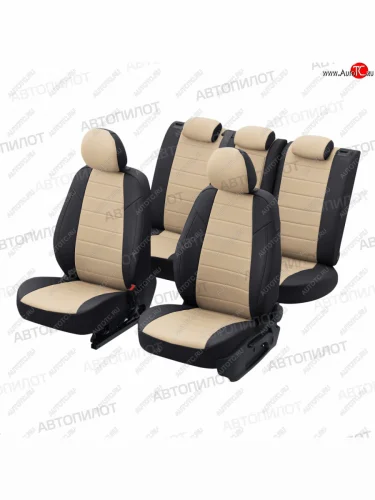 Чехлы сидений (экокожа, S-Line) Автопилот (черный/бежевый) Audi Q5 8R дорестайлинг (2008-2012)