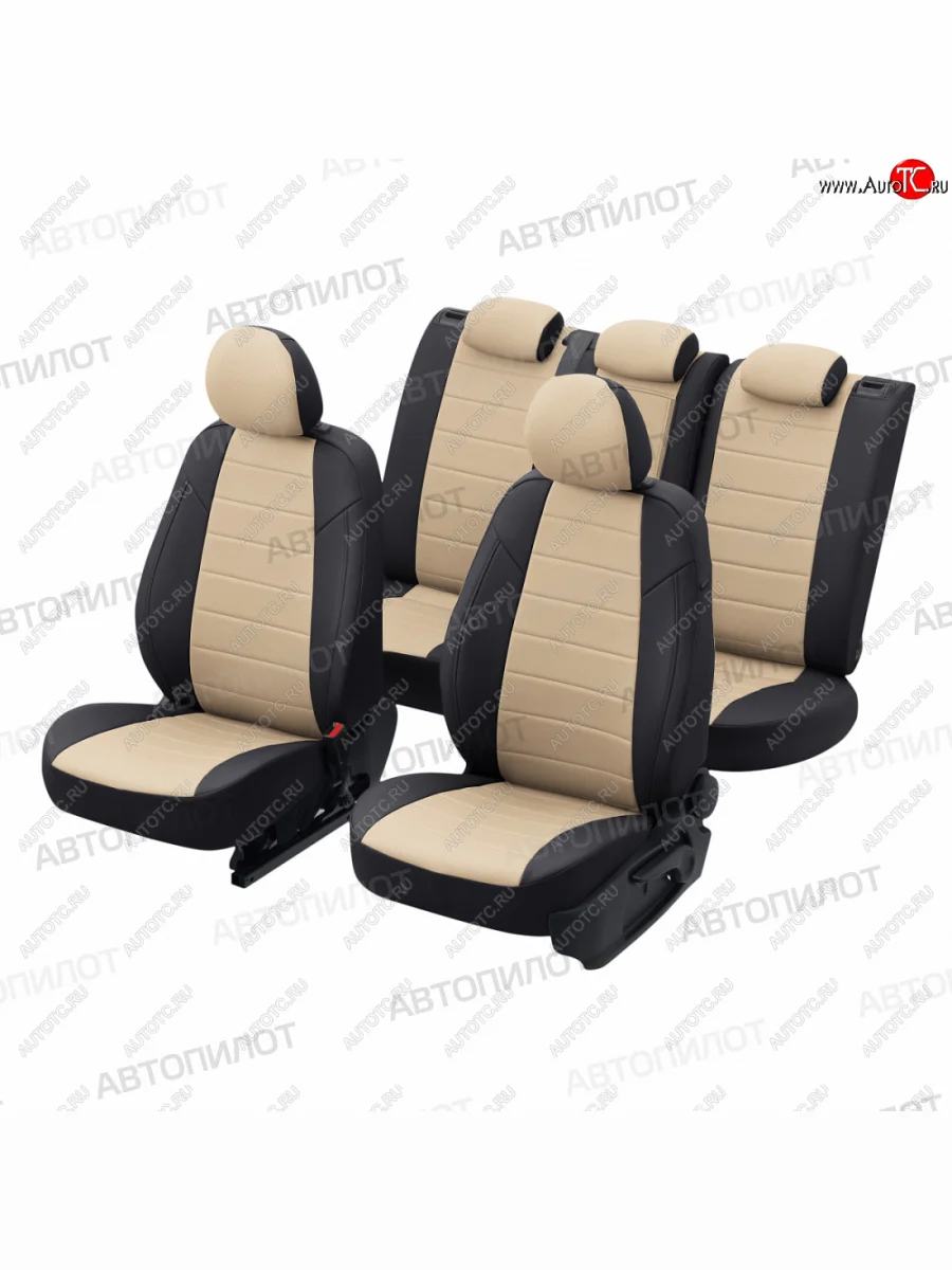 Чехлы сидений (экокожа, S-Line) Автопилот Audi Q5 8R дорестайлинг (2008-2012) (черный/бежевый)  в Перми Пермском крае