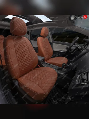 Чехлы сидений (экокожа/алькантара) Автопилот Ромб (коричневый) Audi A5  8T (2007-2016) дорестайлинг, купе, рестайлинг, купе