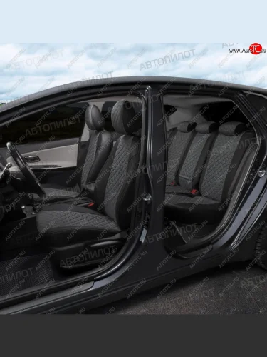 Чехлы сидений (экокожа/алькантара) Автопилот Ромб (черный/серый) Audi A5  8T (2007-2016) дорестайлинг, купе, рестайлинг, купе