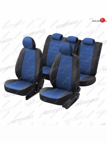 Чехлы сидений (экокожа/алькантара) Автопилот (черный/синий) Audi A5  8T (2007-2016) дорестайлинг, купе, рестайлинг, купе