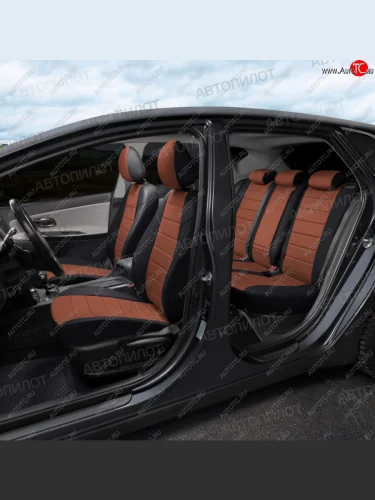 Чехлы сидений (экокожа/алькантара) Автопилот (черный/коричневый) Audi A5  8T (2007-2016) дорестайлинг, купе, рестайлинг, купе