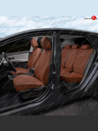 Чехлы сидений (экокожа/алькантара) Автопилот Ромб (коричневый) Audi A6  C7 (2010-2018) дорестайлинг, седан, рестайлинг, седан