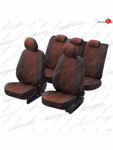 Чехлы сидений (экокожа/алькантара) Автопилот Ромб (шоколад) Audi A6  C7 (2010-2018) дорестайлинг, седан, рестайлинг, седан