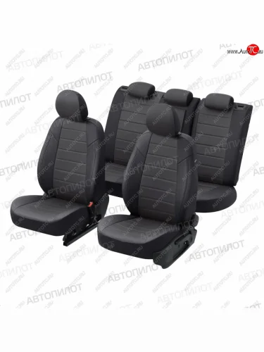 Чехлы сидений (экокожа/алькантара) Автопилот (черный/темно-серый) Audi A6  C7 (2010-2018) дорестайлинг, седан, рестайлинг, седан