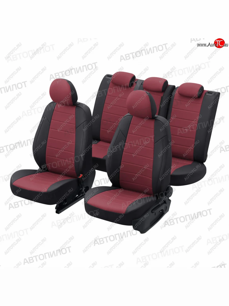 Чехлы сидений (экокожа) Автопилот Audi A6 C7 дорестайлинг, седан (2010-2014) (черный/бордовый)  в Керчи Республика Крым