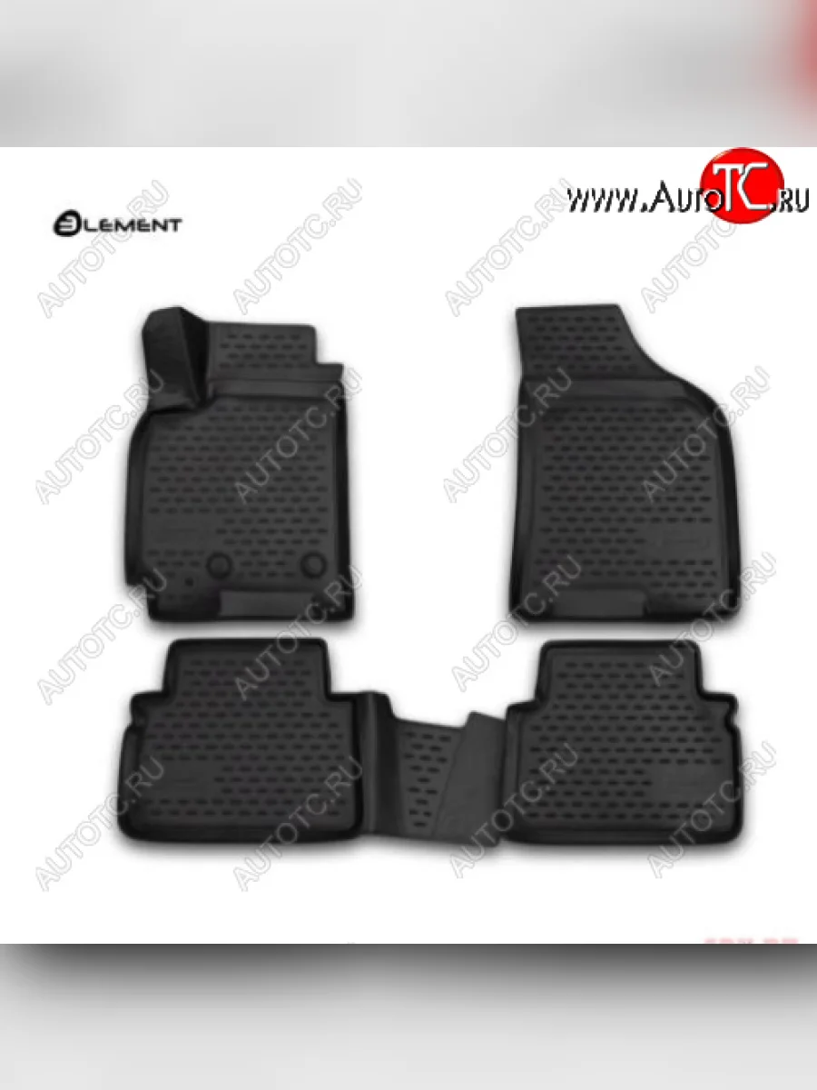 Комплект ковриков в салон (полиуретан, 3D, чёрные) Element Daewoo Gentra KLAS седан (2012-2016)  в Перми Пермском крае