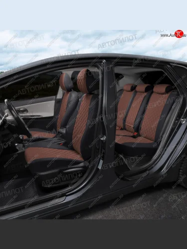 Чехлы сидений (экокожа) Автопилот Ромб (черный/темно-коричневый) Audi A6 C7 дорестайлинг, седан (2010-2014)