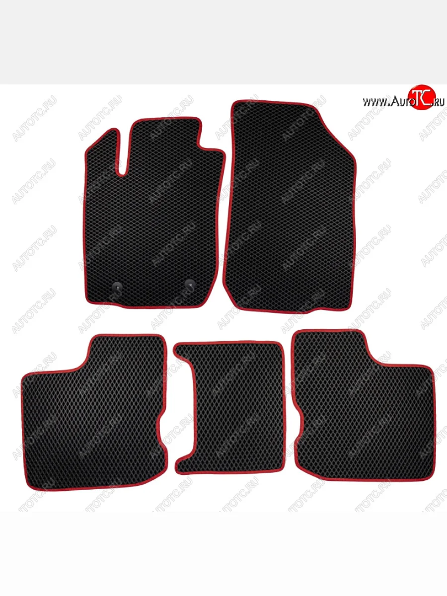 Комплект ковриков в салон (чёрные, красная окантовка) Klever EVA Honda Fit 4 GR дорестайлинг (2019-2022)  в Керчи Республика Крым