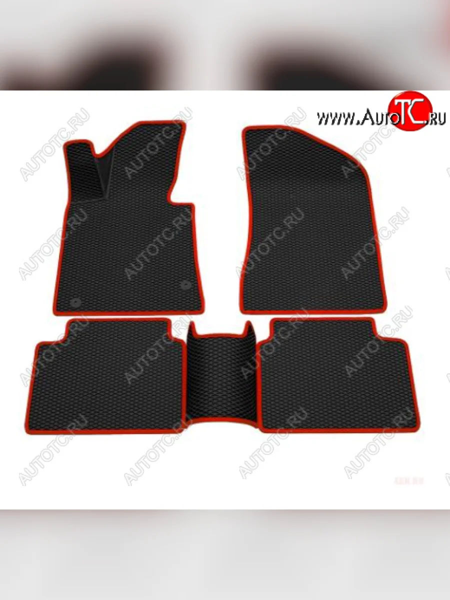 Комплект ковриков в салон (чёрные, красная окантовка) Klever EVA  KIA K5 (2019-2022) DL  в Керчи Республика Крым