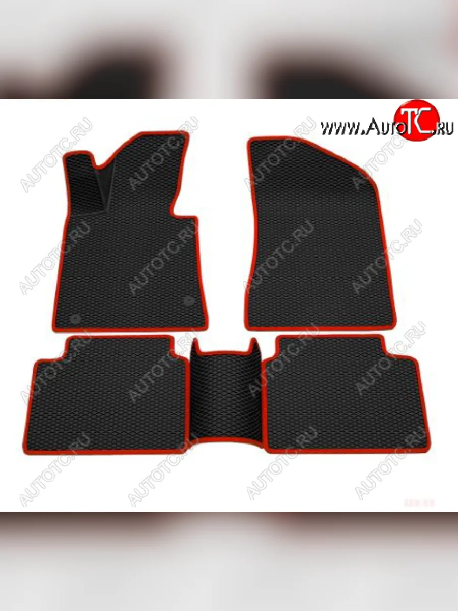 Комплект ковриков в салон (чёрные, красная окантовка) Klever EVA KIA Seltos SP2 дорестайлинг (2019-2022)  в Перми Пермском крае