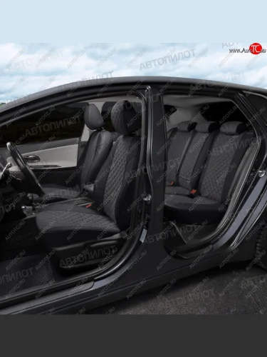 Чехлы сидений Алькантара ромб (экокожа) Автопилот  (черный/темно-серый) Chery Tiggo 8 PRO (2021-2025)