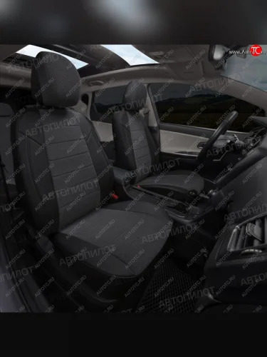 Чехлы сидений (экокожа/велюр) Автопилот (черный/федерер) Nissan Micra K12 5 дв. дорестайлинг (2002-2005)