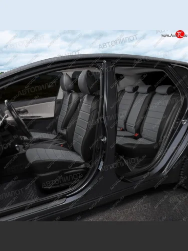 Чехлы сидений (экокожа) Автопилот (черный/серый) Nissan Micra K12 5 дв. дорестайлинг (2002-2005)