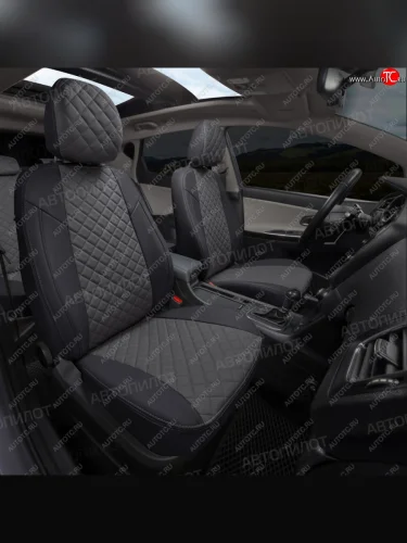 Чехлы сидений (экокожа, сплошн.) Автопилот Ромб (черный/серый) BMW 5 серия  E60 (2003-2010) седан дорестайлинг, седан рестайлинг