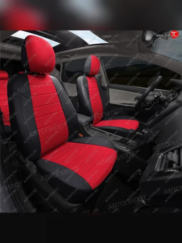 Чехлы сидений (экокожа/алькантара) Автопилот (черный/красный) Chery Bonus  (A13) (2011-2016) лифтбэк