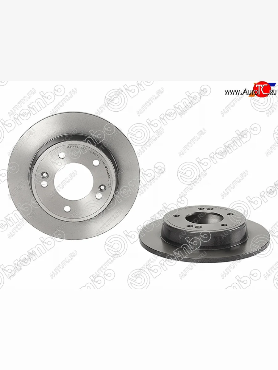 Задний тормозной диск (не вентилируемый, d 262) BREMBO KIA Soul PS дорестайлинг (2014-2016)  в Керчи Республика Крым