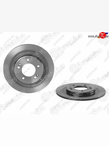 Задний тормозной диск (не вентилируемый, d 284) BREMBO KIA Ceed 2 JD дорестайлинг, хэтчбэк (2012-2015)