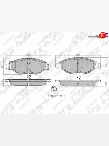 Колодки тормозные SAT (передние) Peugeot 206 седан 2B рестайлинг (2006-2009)