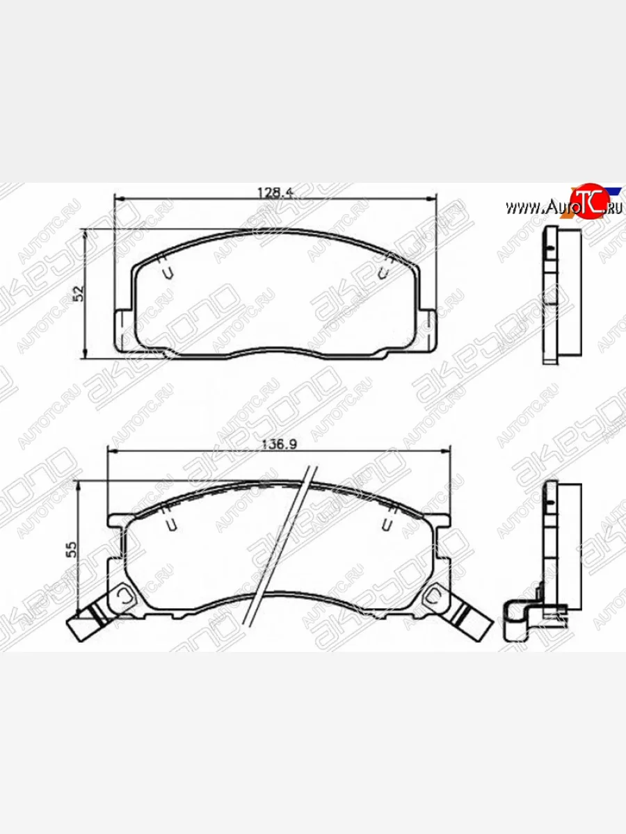Колодки тормозные AKEBONO (передние) Toyota Estima Emina XR10, XR20 минивэн дорестайлинг (1992-1994)  в Перми Пермском крае