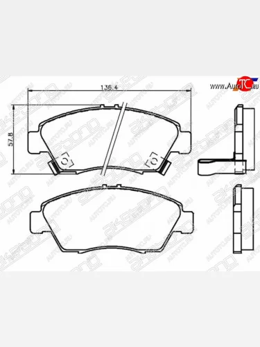 Колодки тормозные AKEBONO (передние) Honda Civic EP хэтчбэк 3 дв. рестайлинг (2003-2006)