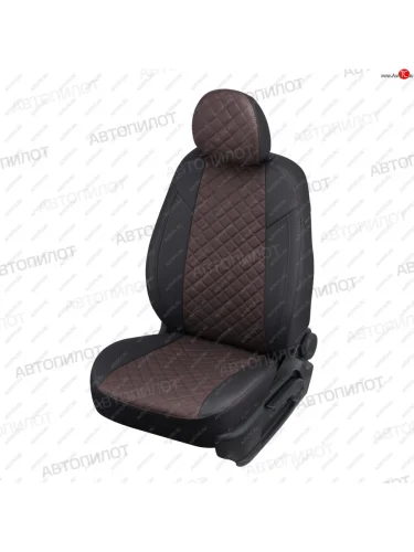 Чехлы сидений (экокожа) Автопилот Ромб (черный/шоколад) Daewoo Sense Т100 седан (1997-2008)