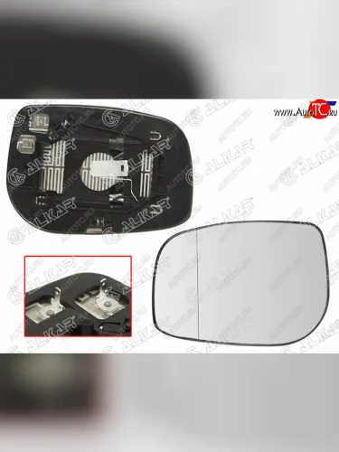 Левое полотно зеркала (асферическое, с обогревом) ALKAR Toyota Avensis  T250 седан (2006-2008) рестайлинг