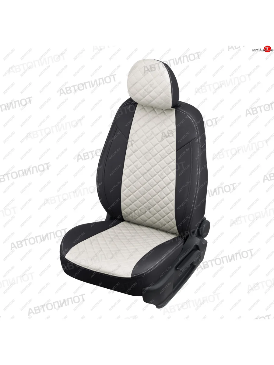 Чехлы сидений (экокожа) Автопилот Ромб Daewoo Matiz M100 дорестайлинг (1998-2000) (черный/белый)  в Самаре Самарской области