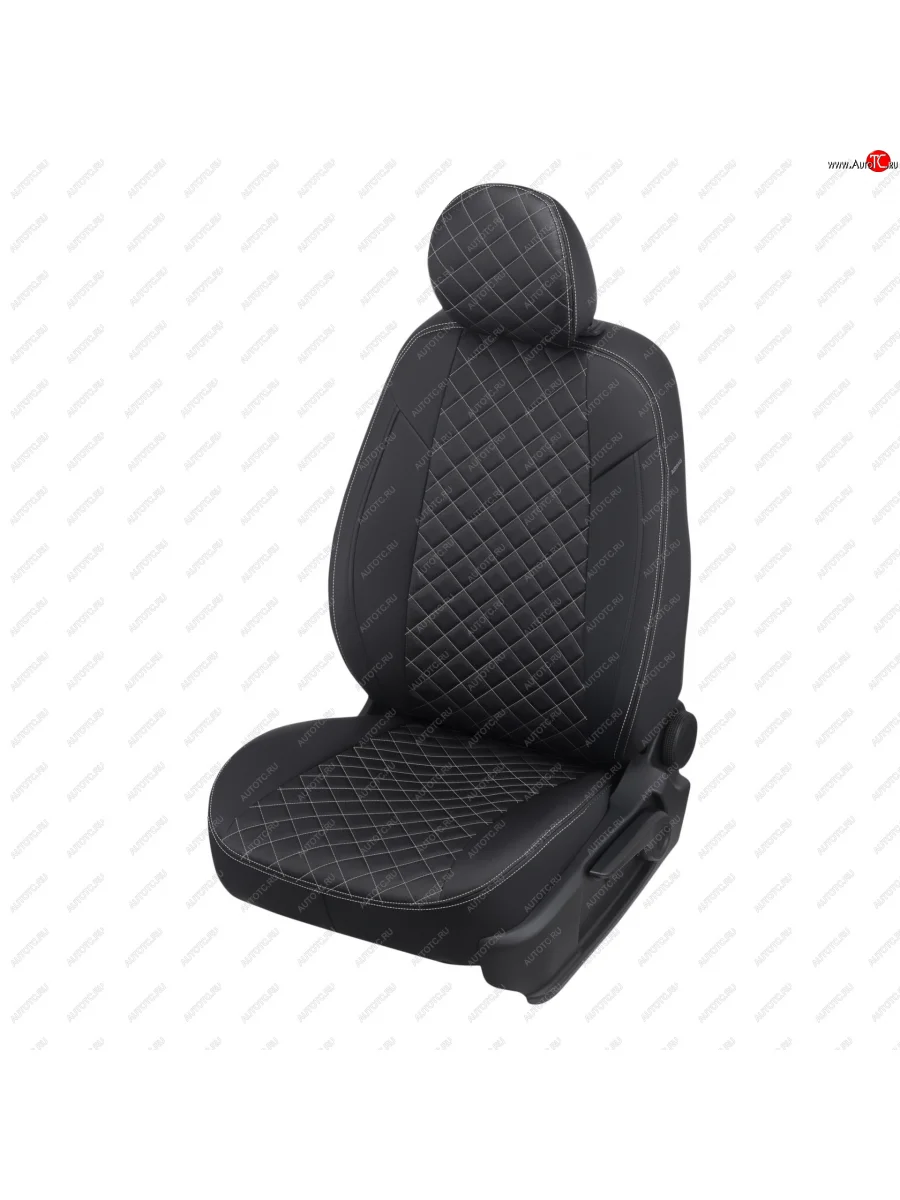 Чехлы сидений (экокожа, горбы) Автопилот Ромб Daewoo Nexia дорестайлинг (1995-2008) (черный/белая строчка)  в Перми Пермском крае