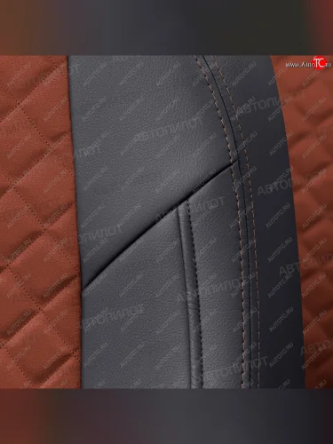 Чехлы сидений (экокожа, Comfort-40/60, Г-подг.) Автопилот Ромб (черный/темно-коричневый) Fiat Albea 170 седан (2002-2012)