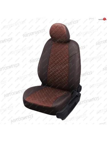 Чехлы сидений (экокожа/алькантара, 5 м) Автопилот Ромб (шоколад) Fiat Doblo ( 223,  263) (2000-2022) дорестайлинг, рестайлинг