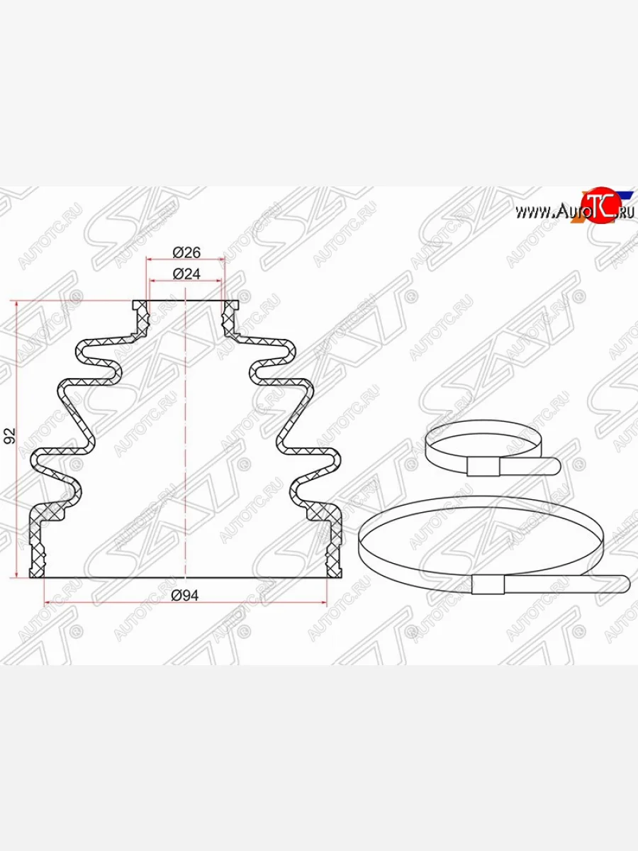 Пыльник ШРУСа (наружный) SAT  Honda  Civic  FD, CR-V  RE1,RE2,RE3,RE4,RE5,RE7  в Воронеже Воронежской области